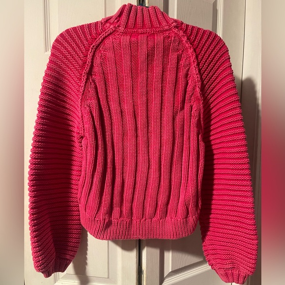 Free People sweetheart balloon sleeve sweater pink women’s small - Picture 2 of 6
